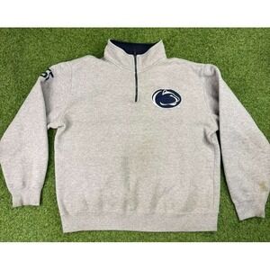 Penn State Nittany Lions Sweatshirt Mens XL Heather Gray‎ E5 Football 1/4 Zip